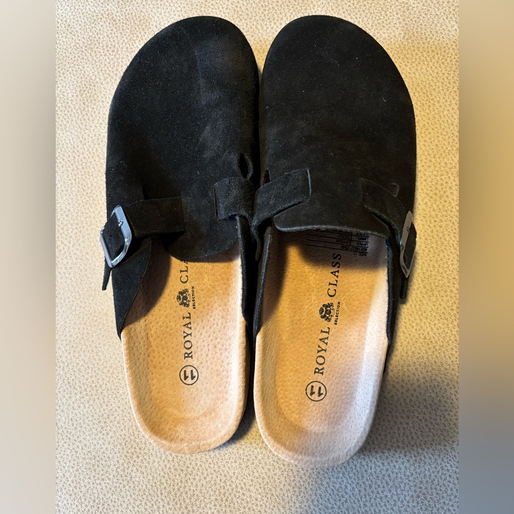Royal Class Black Suede Clogs Men’s 11